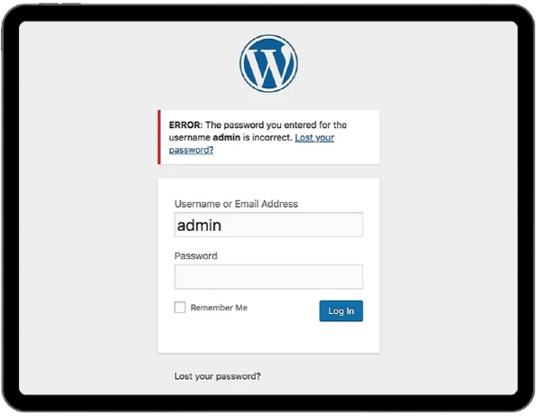 Preview of WordPress login screen.